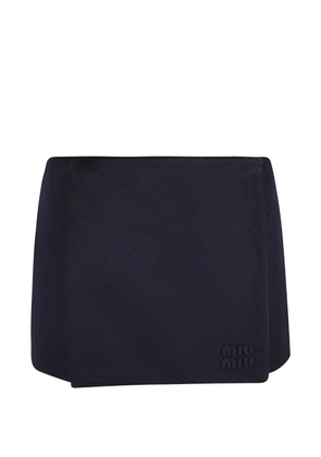 Miu Miu flannel logo mini skirt - Blue