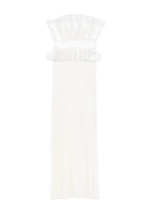 L'IDÉE Masquerade ruffled-pleated maxi dress - Neutrals
