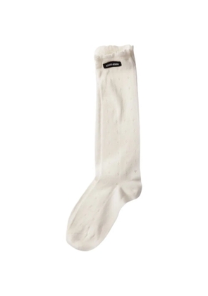 Miu Miu openwork logo-patch socks - Neutrals