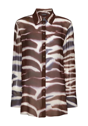 ELENA MIRO` animal print shirt - Brown