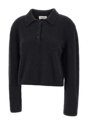 Laneus cropped long-sleeve polo top - Black