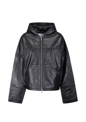 DEADWOOD Hector hooded leather jacket - Black