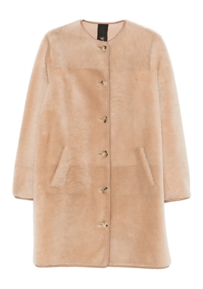 Blancha button -up sheepskin coat - Neutrals