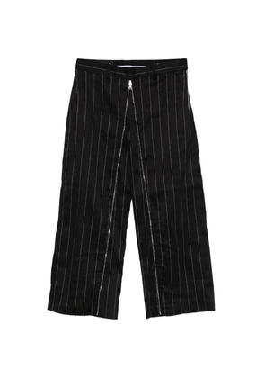 R13 front zip striped trousers - Black