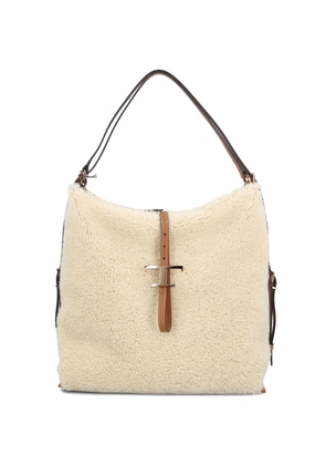 Tod's shearling T-buckle shoulder bag - Neutrals