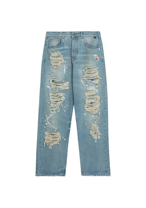 BARROW Oversize ripped embellished denim - Blue