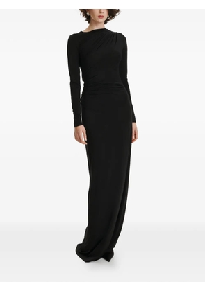 2310 STUDIO long-sleeves ruched maxi dress - Black