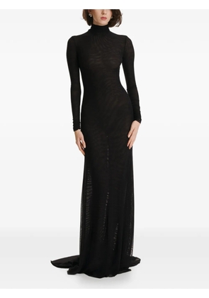 2310 STUDIO turtleneck long-sleeves mesh maxi dress - Black