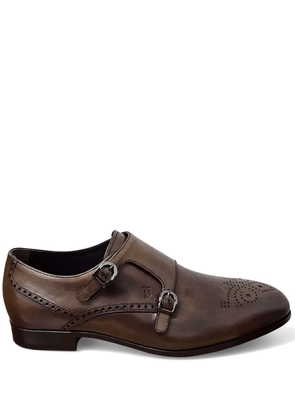 Tod's buckle leather monk shoes - Brown
