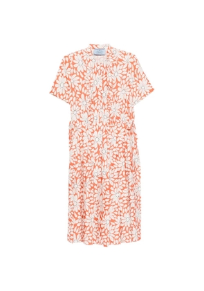 Prada floral-pattern midi dress - Orange