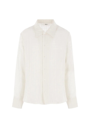 Séfr point-collar checked shirt - Neutrals
