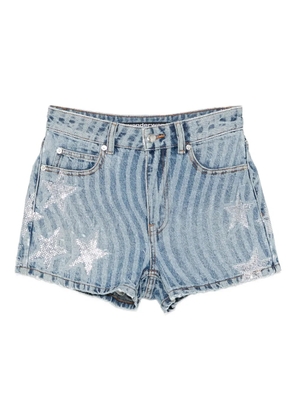 Alexander Wang star-embellished denim shorts - Blue