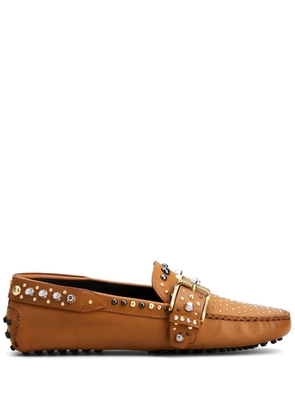Tod's Gommino studded-buckle loafers - Brown