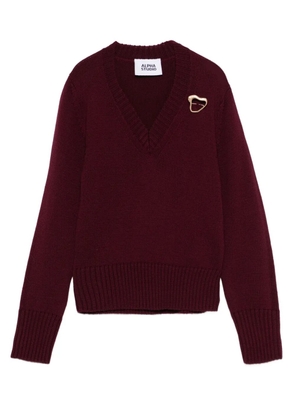 ALPHA STUDIO V-neck embellished sweater - Red