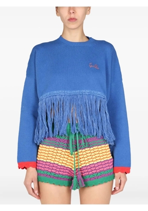 Gallo fringed long-sleeves sweater - Blue