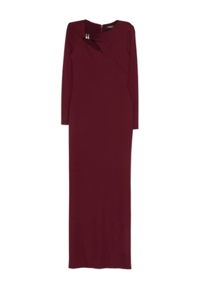 Lauren Ralph Lauren brooch long-sleeve maxi dress - Red