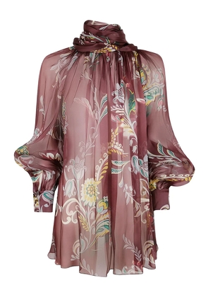 ETRO floral-print silk top - Purple