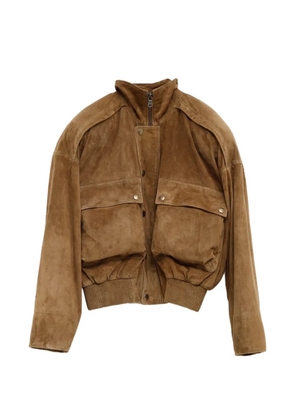 Petar Petrov flap-pocket suede bomber jacket - Brown