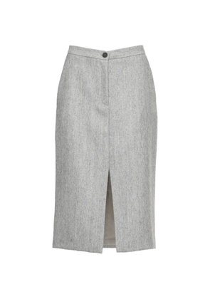 Antonelli herringbone-pattern front-split midi skirt - Grey