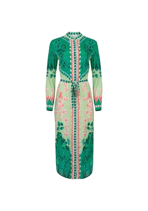 Saloni floral-print midi dress - Green