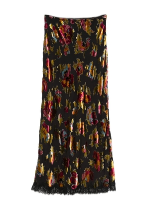 Rixo Stassie floral-pattern midi skirt - Black