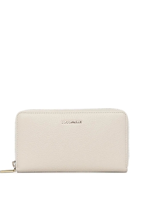 Coccinelle zip leather wallet - White