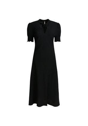 Ines De La Fressange tie-neck smocked midi dress - Black
