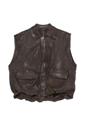Salvatore Santoro leather zipped vest - Brown