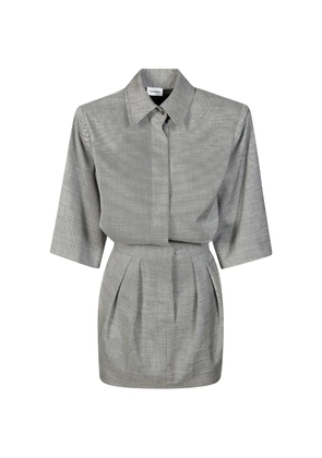 THE ANDAMANE Axel padded-shoulder mini dress - Grey