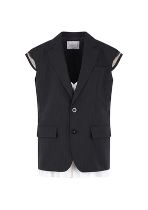 sacai striped vest - Black