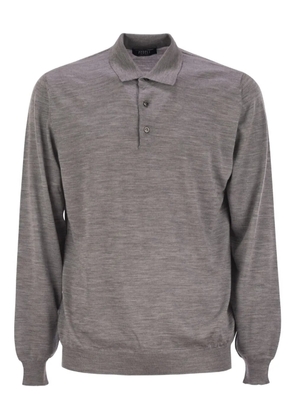 Fedeli three-button virgin-wool polo shirt - Grey