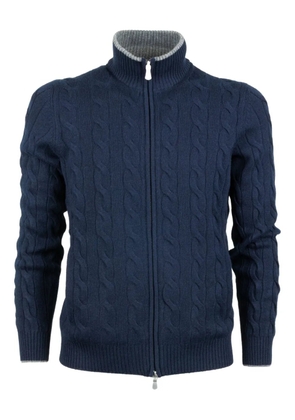 Barba cable-knit zip cardigan - Blue