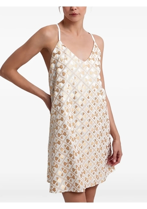 GREEK ARCHAIC KORI geometric-pattern mini dress - Neutrals