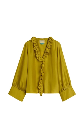 Momoni ruffled V-neck blouse - Green