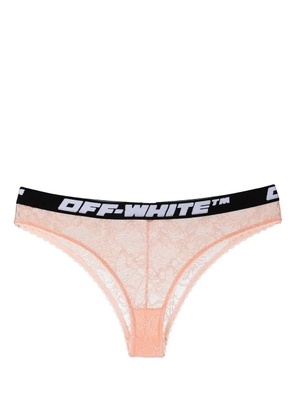 Off-White logo-waistband lace briefs - Neutrals