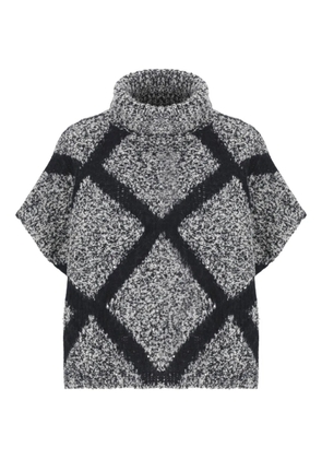 PANICALE high-neck knitted poncho - Blue