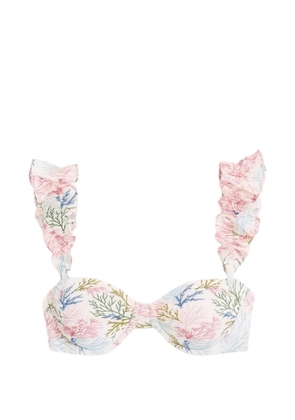 PatBO Seaweed ruffled bikini top - White