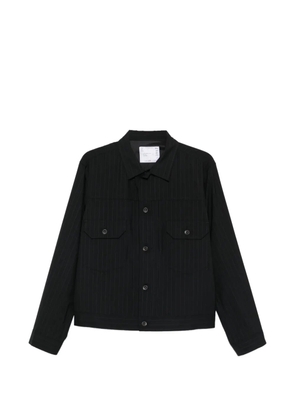 sacai pinstripe front-pocket shirt jacket - Black