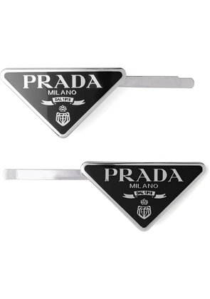 Prada triangle-logo hair clips (set of two) - Black