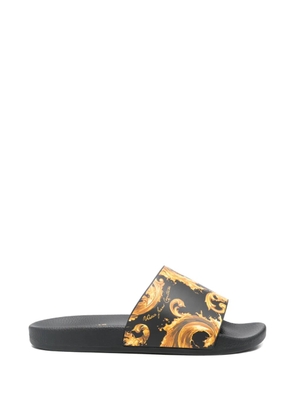 Versace Jeans Couture baroque-print slides - Black