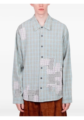 STORY mfg. patchwork plaid shirt - Blue