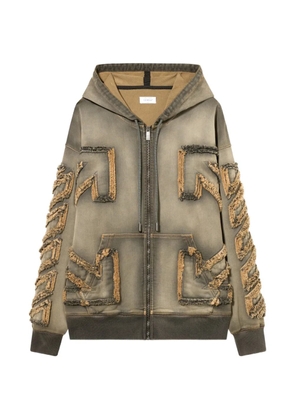 Off-White textured arrow zip hoodie - Green