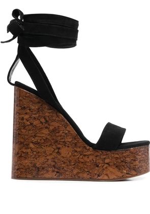 Haus of Honey wraparound leather wedge sandals - Black