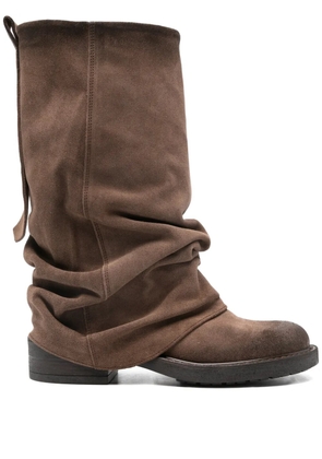 Metisse ruched-effect block-heel boots - Brown