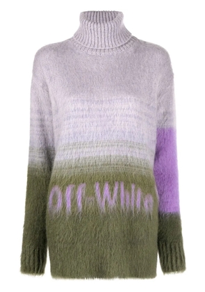 Off-White intarsia-knit logo roll-neck jumper - Purple