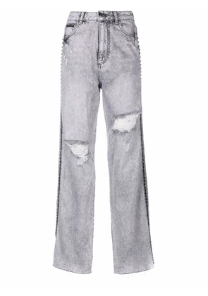 Philipp Plein Crystal ripped straight jeans - Grey