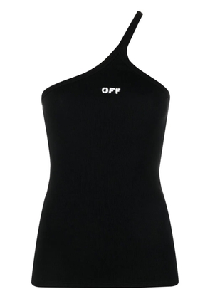 Off-White logo-print one-shoulder top - Black