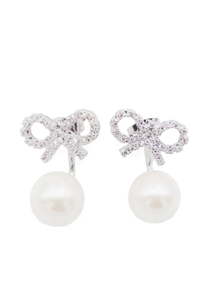 Self-Portrait Crystal Bow drop earrings - Silver