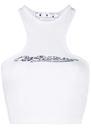 Off-White crystal-embellished logo crop top