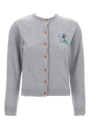 alessandro enriquez logo-patch cardigan - Grey